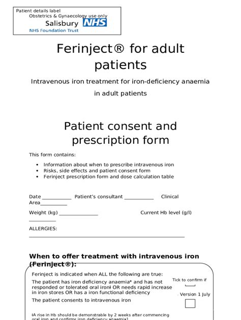 Ferinject For Adult Inpatients With Heart Failure Doc Template Pdffiller