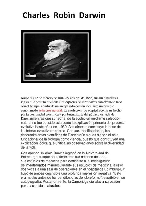 Biografia De Charles Darwin