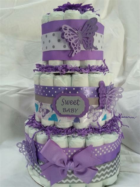 Purple Butterfly Diaper Cake Butterfly Diaper Cake Baby Diaper Cake