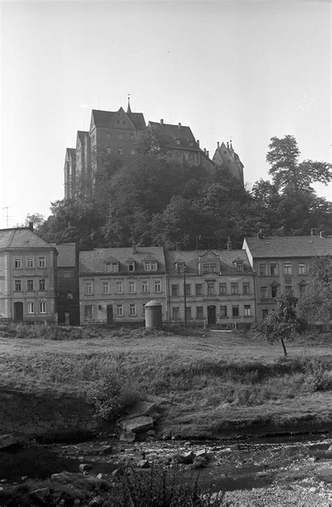 Nossen Ortsansicht Mit Freiberger Mulde Und Blick Auf Schloss