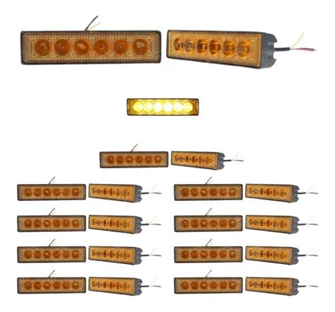 10 Par Faros Barra 6 Led Auxiliar Fija Y Estrobo Auto Moto Cuotas Sin