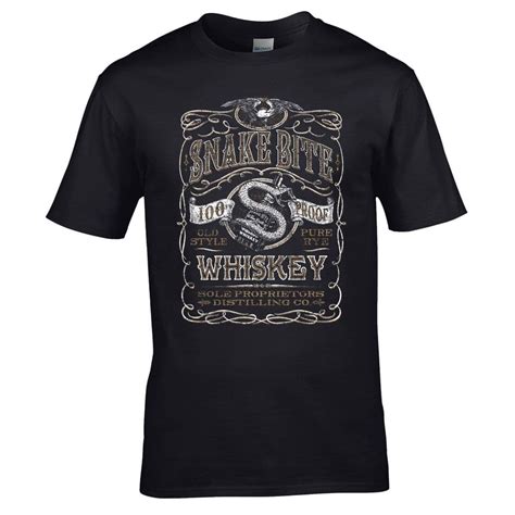 Snake Bite Whiskey T Shirt 100 Proof Old Style Pure Rye Unisex Mens