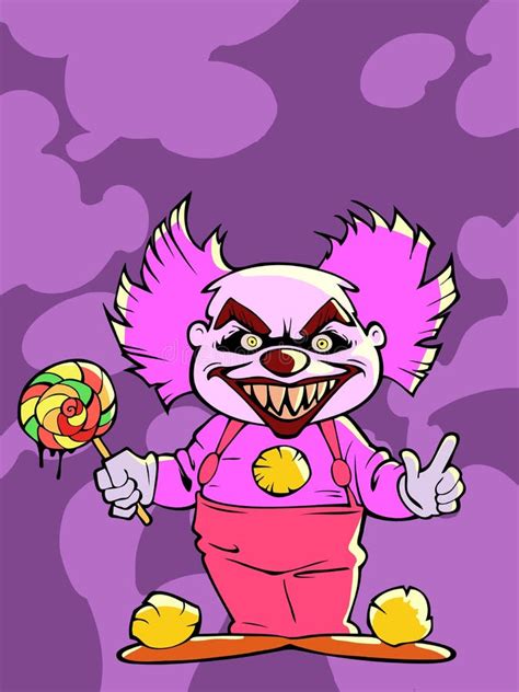 L Skig Ond Clown F R Tecknad Film Vektor Illustrationer Illustration