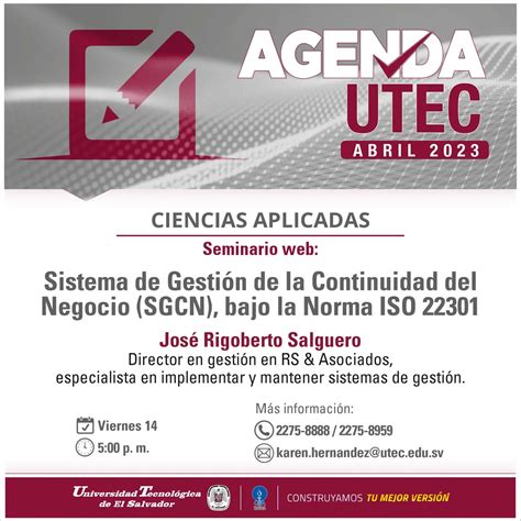 Utec El Salvador On Twitter La Sgnc Mediante La Norma Iso