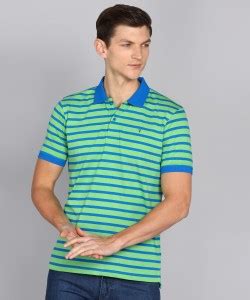 Van Heusen Sport Striped Men Polo Neck Blue Green T Shirt Buy Van