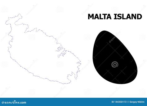 Vector Contour Dotted Map Of Malta Island With Caption Stock Vector