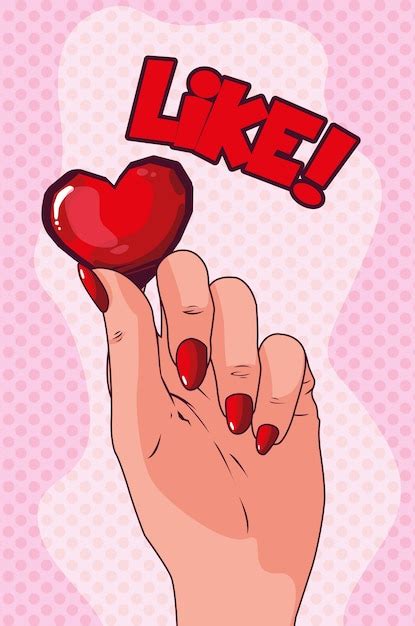 Premium Vector Hand Lifting Heart Pop Art Style