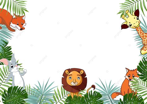 Lion Fox Giraffe Jungle Cartoon Animal Background, Wallpaper, Animal ...