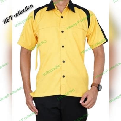 Jual Kemeja Seragam Kerja Promosi KODE Tyt 01 Kuning Kombinasi Hitam