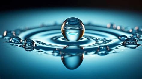 Premium AI Image | Water drop with reflection on water surface 3d ...