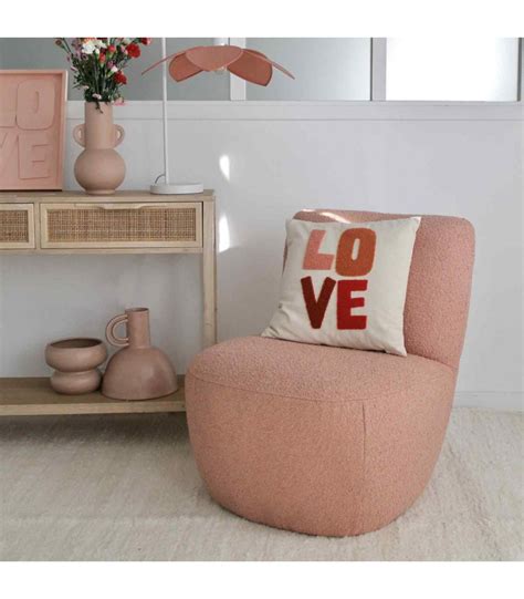 Fauteuil Eve Tissu Bouclette Rose Poudr Opjet