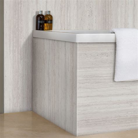 Nuance Platinum Travertine Riven M Bathroom Wall Panel Tongue