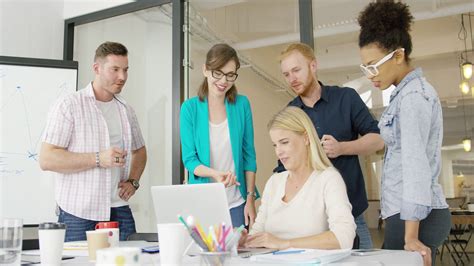 Diverse Group Collaborating In Modern Office Stock Footage Sbv