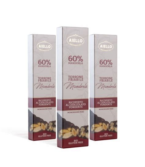 Torrone Friabile Bio Alla Mandorla Ricoperto Di Cioccolato Fondente