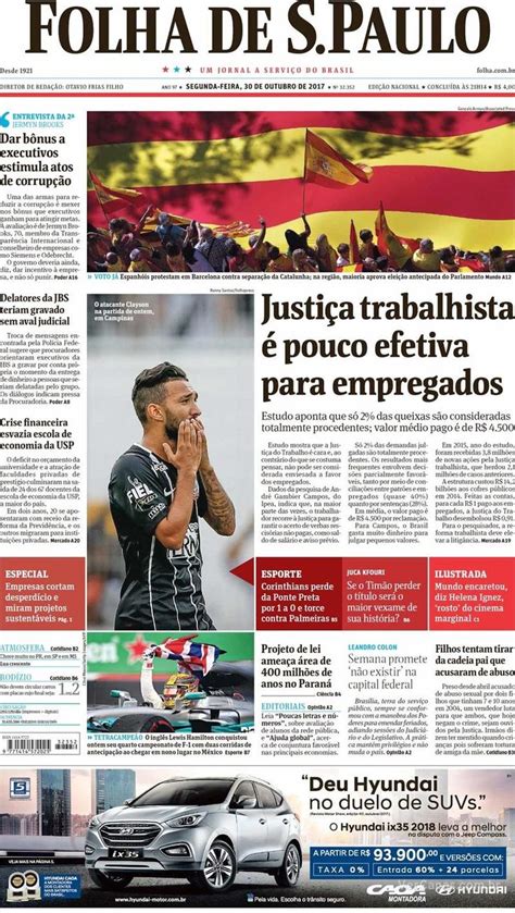 Capa Do Jornal Folha De S Paulo Jornal