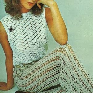 S Vintage Crochet Cat Suit And Hot Pants Pattern Pdf No From