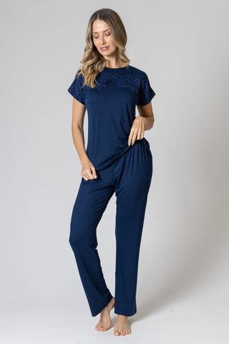 Pijama Longo Alice Azul Mari M Lingerie BR