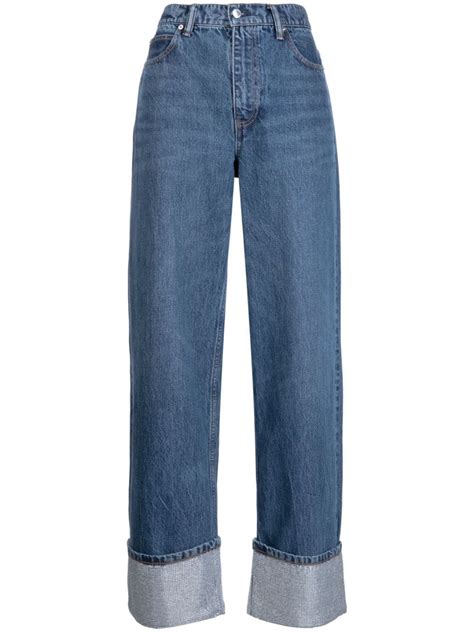 Alexander Wang Crystal Embellished Wide Leg Jeans Farfetch