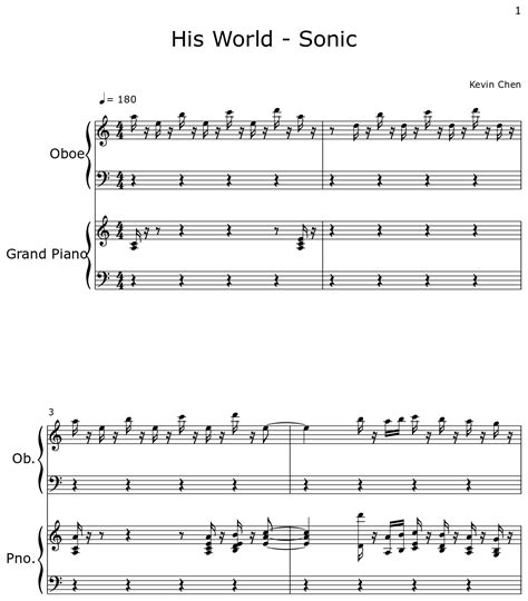 His World - Sonic - Sheet music for Oboe, Piano