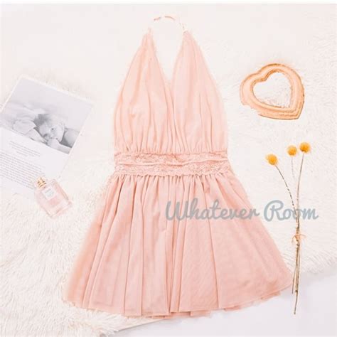 Jual Lingerie Lenore Sexy Lingerie Lace Dress Babydoll Honeymoon Sleepwear Merah Muda