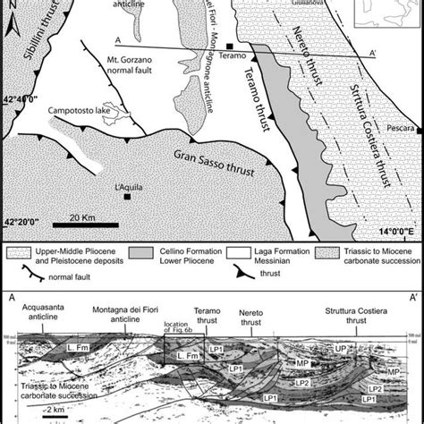 A Geological Map Of The Central Apennines B Line Drawing Of A