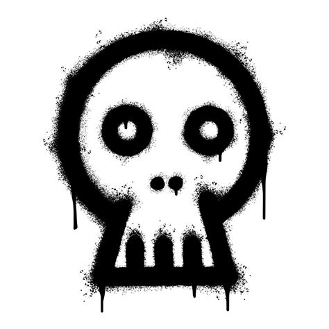 Spray Painted Graffiti Skull Icon Sprayed Isolated With A White