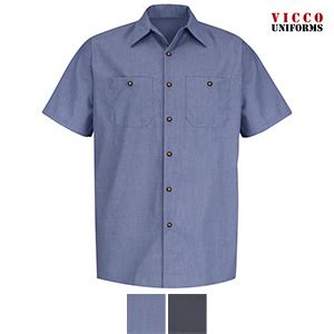 Red Kap SP24 Geometric Micro Check Short Sleeve Work Shirt