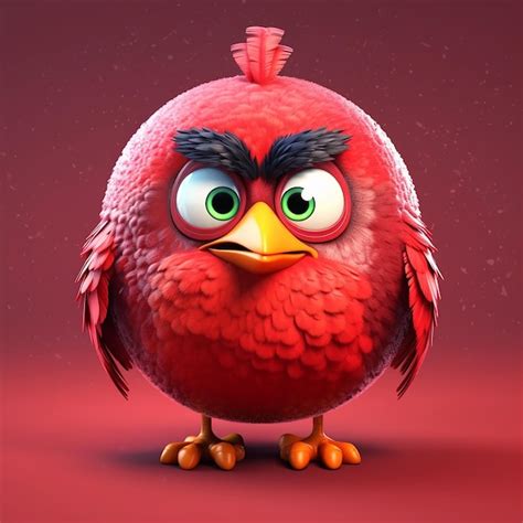 Premium AI Image | A red angry bird with green eyes and a green eye.