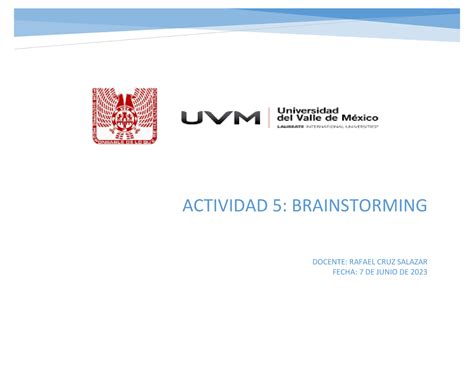 Actividad Solucionar Para Cambiar Actividad Brainstorming