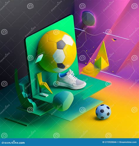 Soccer Ball and Geometry in Trending Color Palette for Advertising with ...