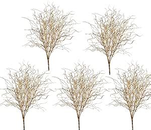 Amazon Firlar 5 PCS Gold Sparkle Curly Ting Branch 21in Glitter