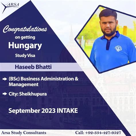 Congratulations Haseeb Bhatti On Getting Hungary Study Visa 2023 By