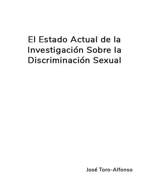 El Estado Actual De La Investigación Sobre La Discriminación Sexual Centro Virtual Del