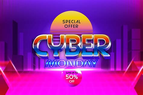 Cyber monday online hottest deal neon background