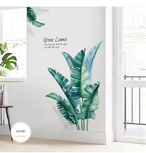 Tropical Plant Wall Stickers Large Big Green Leaf Wall Decals Etsy