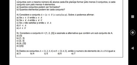 Pfv Me Ajudem A Responder Essa Quest O Considere O Conjunto Sobre