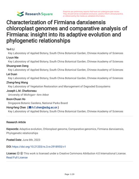 Pdf Characterization Of Firmiana Danxiaensis Chloroplast Genomes And