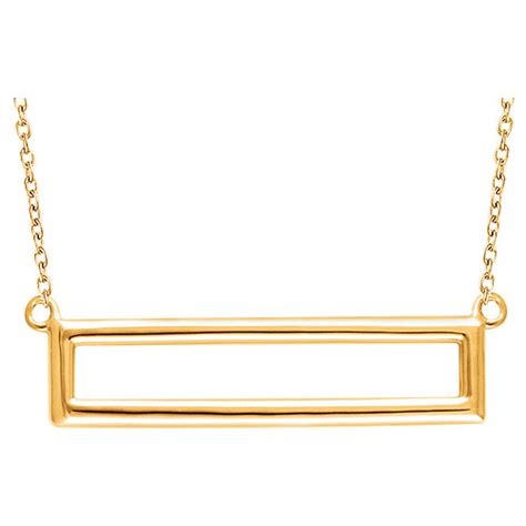 14kt Yellow Gold Open Rectangle On 18in Necklace Jj651949y