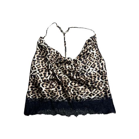 Dreamgirl Leopard Print Cowel Neck Lingerie Crop Depop
