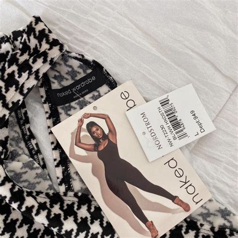 NWT Naked Wardrobe Houndstooth Halter Crop Top Sz L Depop