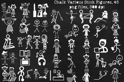 Various Chalk Stick Figure ClipArt by FrankiesDaughtersDesign on ...