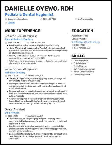 3 Pediatric Dental Hygienist Resumes + Complete Guide