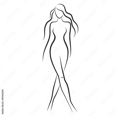 Silhouette Of Beautiful Nude Woman Vector Illustration Fashion Girl