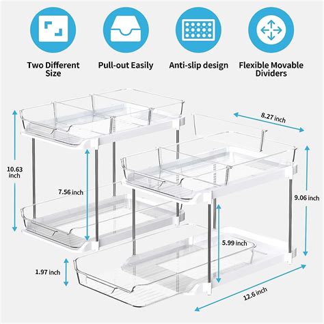 Delamu 2 Sets Of 2 Tier Multi Purpose Bathroom Cabinet Under Sink