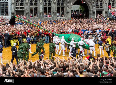 "Doudou" festival in Mons, Belgium. "Lumeçon" battle of the holy St