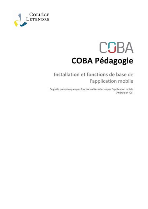 Pdf Coba P Dagogie Coba P Dagogie Installation Et