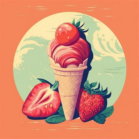 Helado Estilo Retro Helado 1970 Cartel De Dibujos Animados Imagen Ai De