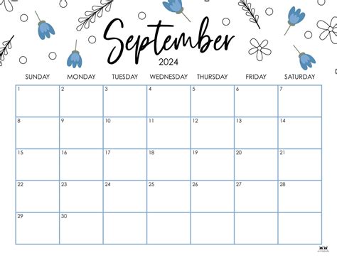 September 2024 Calendars 50 FREE Printables Printabulls