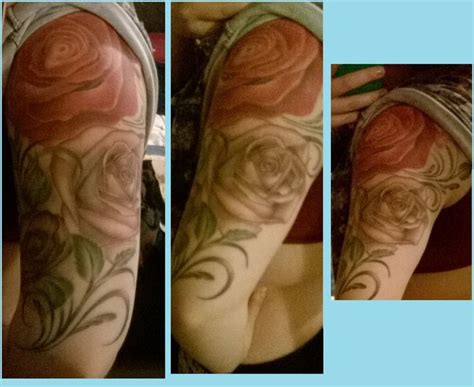 Coloured Rose Half Sleeve Tattoo By Aliz At Black Garden Tattoo