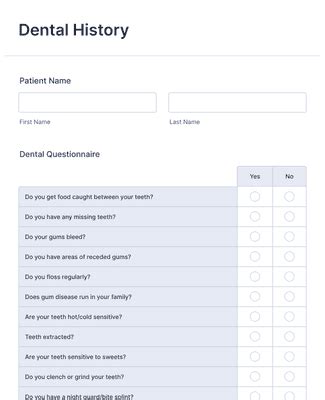 Dental History Form Template Jotform